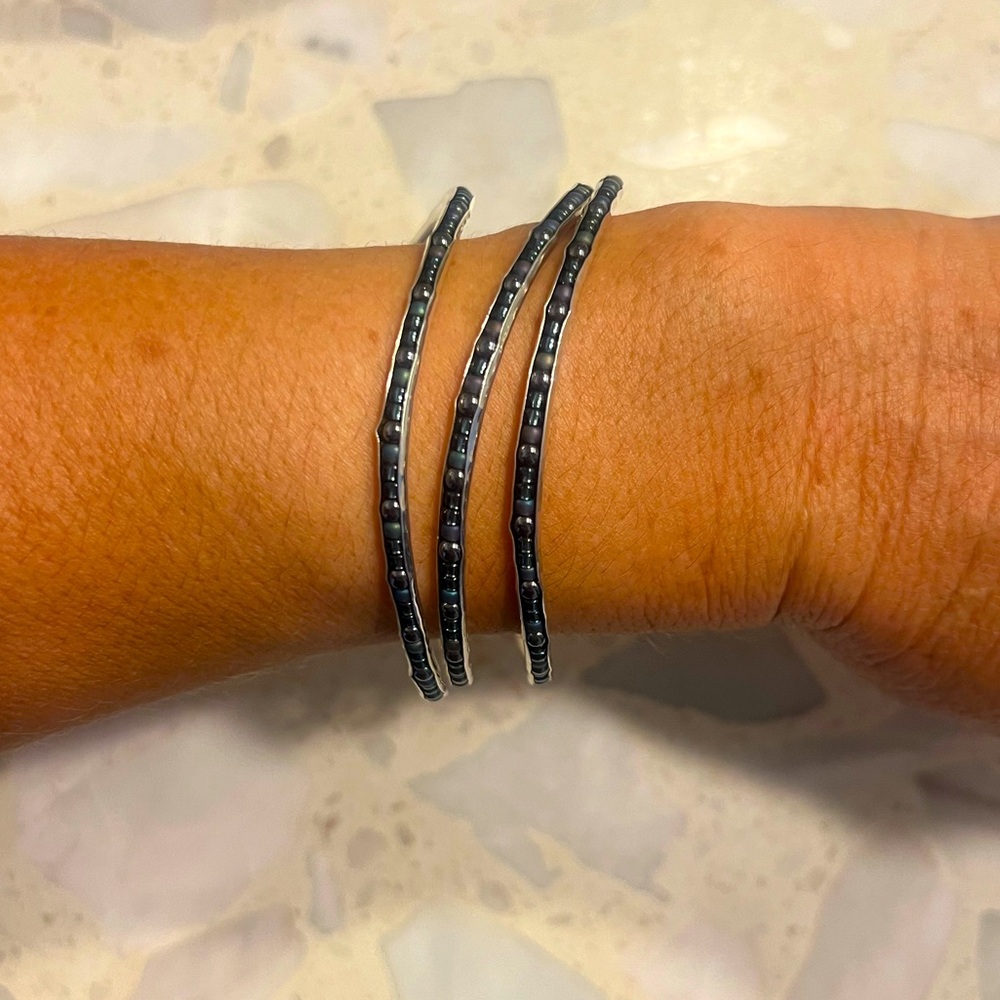 Silpada Sterling Silver and seed bead  set of three bracelets